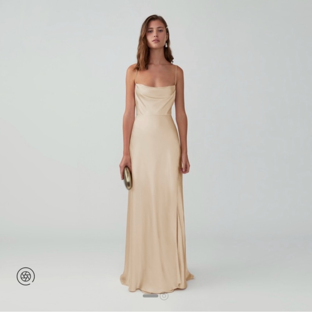 Fame and Partners Gold Strapless Gown for Weddings